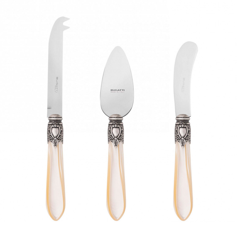 Zestaw 3 noży do serów Casa Bugatti Oxford Ivory/Old Silver