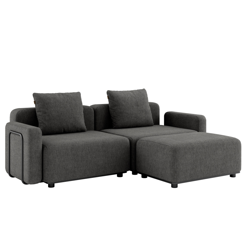 Sofa ogrodowa SACKit Cobana Lounge Sofa 2 Seater Grey z podłokietnikami i z pufą
