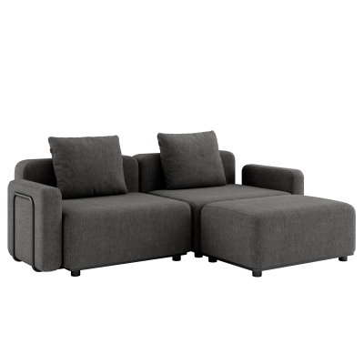 Sofa ogrodowa SACKit Cobana Lounge Sofa 2 Seater Grey z podłokietnikami i z pufą