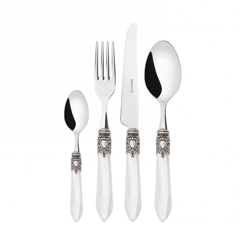 Zestaw sztućców obiadowych Casa Bugatti Oxford White/Old Silver 24 szt.