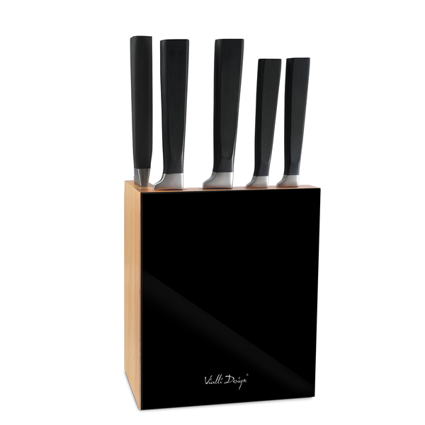 Komplet noży w bloku Vialli Design Fino 5 szt czarny