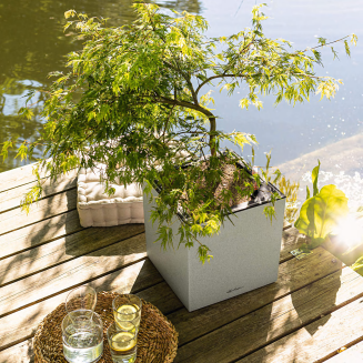 Lechuza Canto Stone 30 LED column flowerpot, white quartz - 11