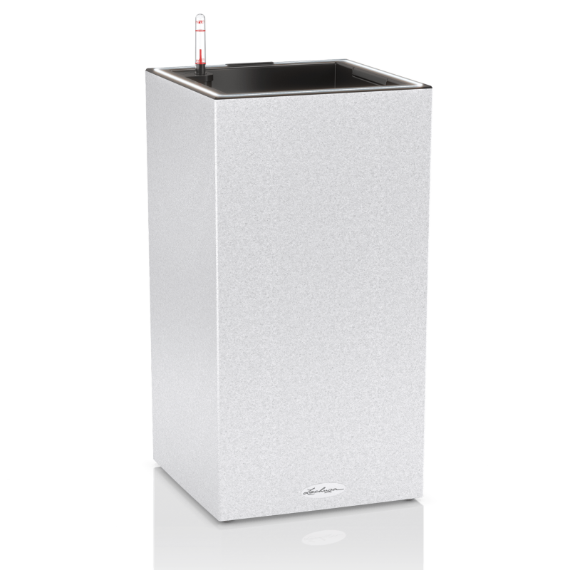 Lechuza Canto Stone 30 LED column flowerpot, white quartz