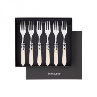 Komplet 6 widelczyków do ciasta w prezentowym opakowaniu Casa Bugatti Aladdin Ivory/Steel - 2