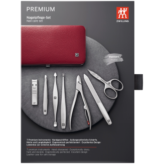 Zestaw do manicure Zwilling Twinox czerwone skórzane etui 7 elementów - 9