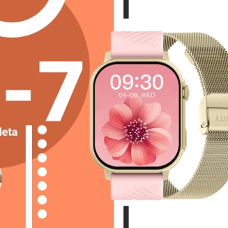 Smartwatch Gravity GT15-7 Różowy Pasek Silikonowy + Złota Bransoleta - 10