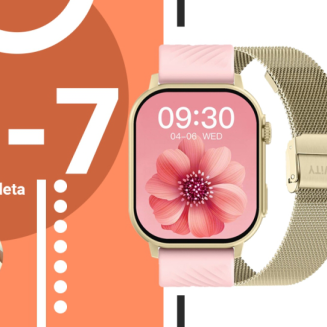 Smartwatch Gravity GT15-7 Różowy Pasek Silikonowy + Złota Bransoleta - 10