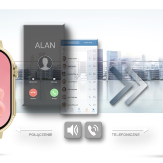 Smartwatch Gravity GT15-7 Różowy Pasek Silikonowy + Złota Bransoleta - 12