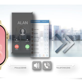 Smartwatch Gravity GT15-7 Różowy Pasek Silikonowy + Złota Bransoleta - 12