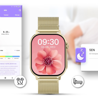 Smartwatch Gravity GT15-7 Różowy Pasek Silikonowy + Złota Bransoleta - 15