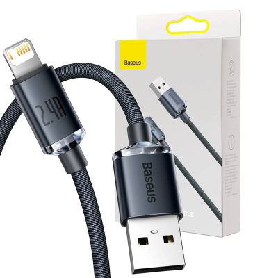 Kabel BASEUS Crystal Shine USB-A-Lightning 2m (czarny)