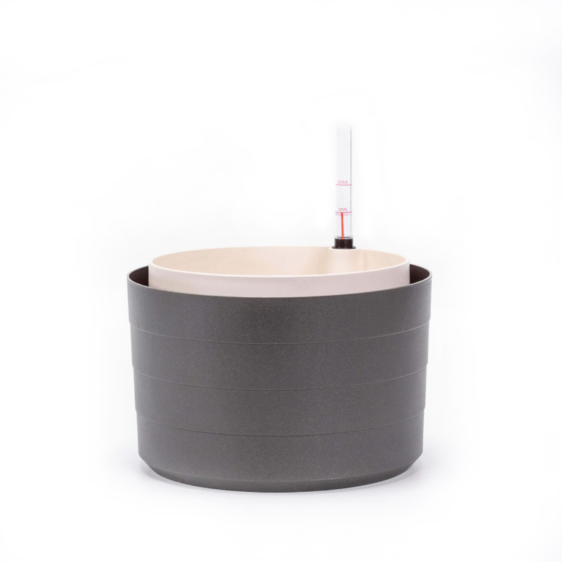 Donica samo-nawadniająca okrągła Urbalive Berberis szary 26 cm