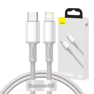 Kabel USB-C do Lightning Baseus High Density Braided, 20W, 5A, PD, 1m (biały) - 9
