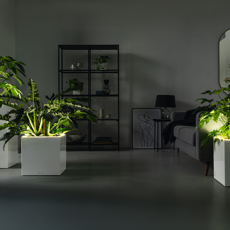 Donica Lechuza Canto Premium 40 LED kostka biały połysk - 4