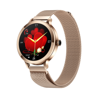 Smartwatch Damski VELTORI VT340-1 Złota Bransoleta + Różowy Pasek Silikonowy - 2
