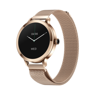 Smartwatch Damski VELTORI VT340-1 Złota Bransoleta + Różowy Pasek Silikonowy - 3