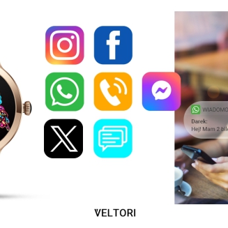 Smartwatch Damski VELTORI VT340-1 Złota Bransoleta + Różowy Pasek Silikonowy - 19