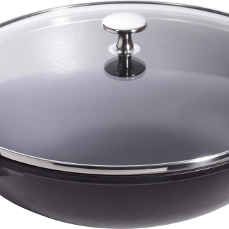Wok żeliwny z pokrywką Staub - 30 cm, Czarny - 2