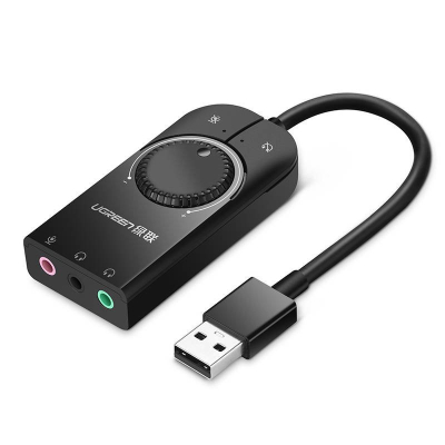 Karta dźwiękowa UGREEN CM129 USB 15cm (czarna)