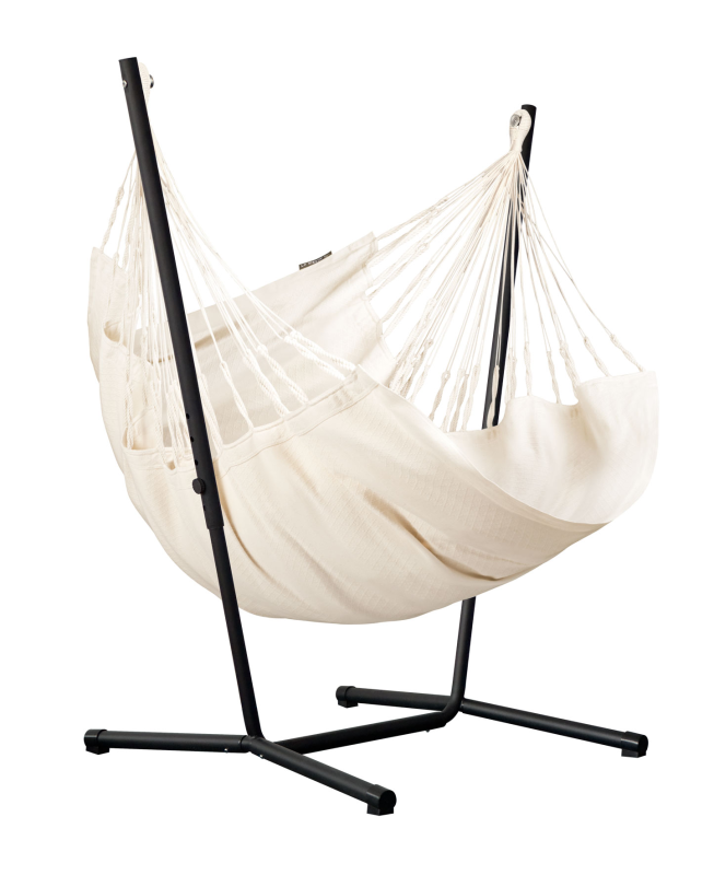 Fotel hamakowy ze stojakiem La Siesta Fiji Organic Latte Comfort
