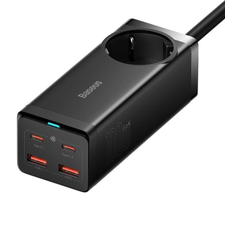 Ładowarka sieciowa / listwa zasilająca Baseus GaN3 Pro 2x USB + 2xUSB-C + AC, 100W (czarna) - 3