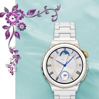 Smartwatch Damski Rubicon RNCF02-1 Srebrno-Srebrny + Czarny Silikonowy Pasek - 3