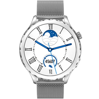 Smartwatch Damski Rubicon RNCF02-1 Srebrno-Srebrny + Czarny Silikonowy Pasek - 2