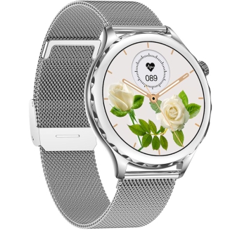 Smartwatch Damski Rubicon RNCF02-1 Srebrno-Srebrny + Czarny Silikonowy Pasek - 5