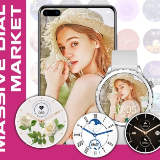 Smartwatch Damski Rubicon RNCF02-1 Srebrno-Srebrny + Czarny Silikonowy Pasek - 9