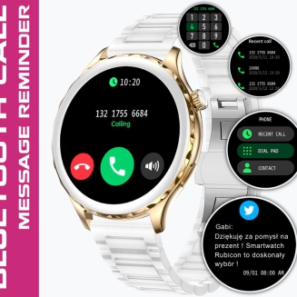 Smartwatch Damski Rubicon RNCF02-1 Srebrno-Srebrny + Czarny Silikonowy Pasek - 11