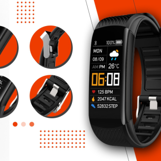 Smartwatch GIEWONT Czarno Pomarańczowy 2 Paski GW200-9 - 2