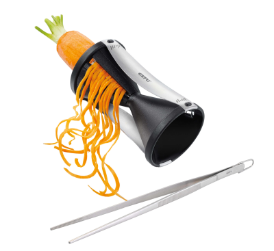  Spiral slicer with Gefu Spirelli® kitchen tweezers