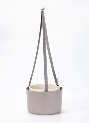 PLASTIA BERBERIS Wisząca donica samonawadniająca okrągła 26 cm jasnoszary