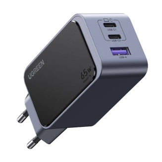 Ładowarka sieciowa Ugreen Nexode Air 65W, USB + 2x USB-C (szara) - 2