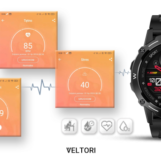 Smartwatch VELTORI VT110-1 Czarny Pasek Silikonowy - 8