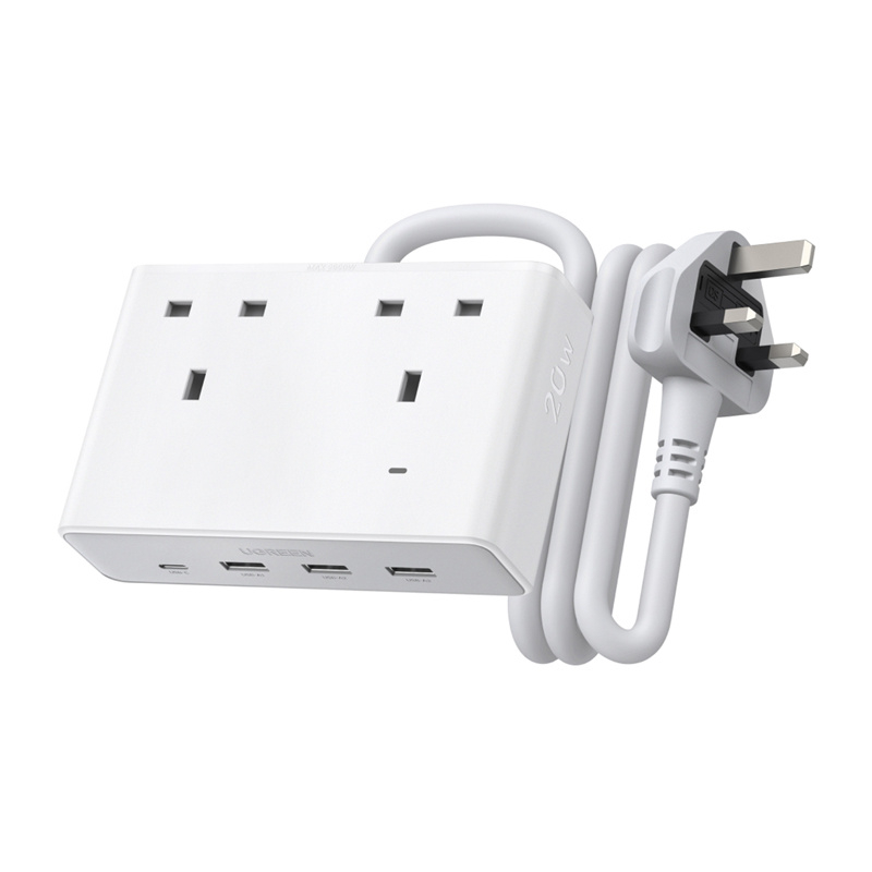 Listwa zasilająca Ugreen Nexode S620 (standard UK) 2x AC, 3x USB, 1x USB-C, 1.5m (biała)
