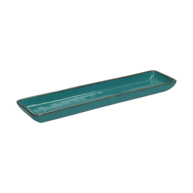  Rose&Tulipani | Set of 4 Concerto Ottanio rectangular plates - Blue-green, 32 x 8 cm