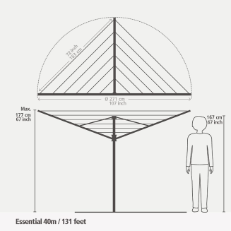 Suszarka ogrodowa Brabantia Essential 40 m Metallic Grey - 5