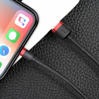 BASEUS Cafule USB-A-Lightning Cable 1m (Black-Red) - 7