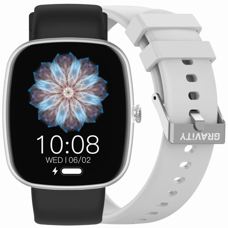 Smartwatch Damski GRAVITY GT18-5 Czarny Pasek Silikonowy + Szary Pasek