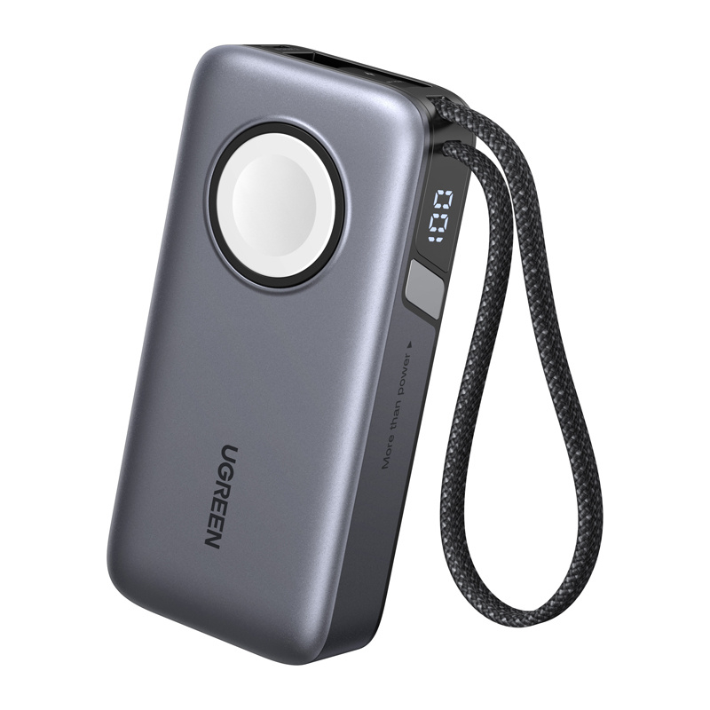 Powerbank UGREEN PB527 10000mAh 30W z kablem USB-C (szary)