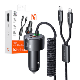 Ładowarka samochodowa Mcdodo CC-0370, USB-C, Lightning, 120W, chowane kable - 5