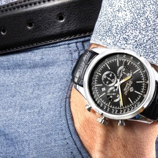 Zegarek Męski Giewont Chronograph Sapphire Srebrno Czarny GW7650-A2 - 4