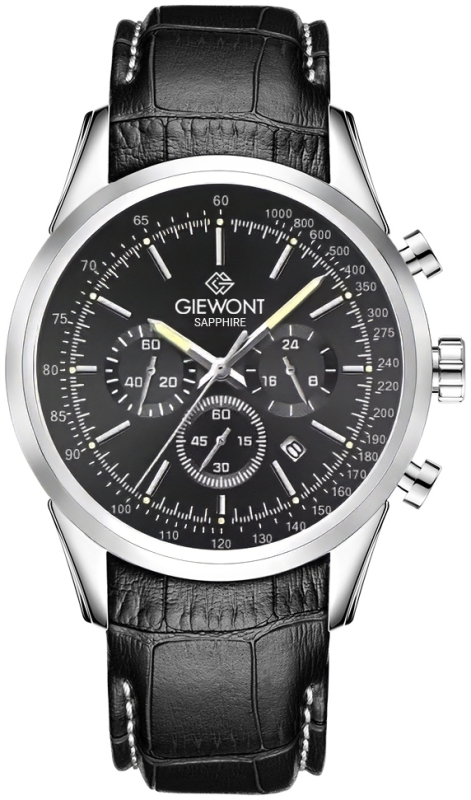 Zegarek Męski Giewont Chronograph Sapphire Srebrno Czarny GW7650-A2