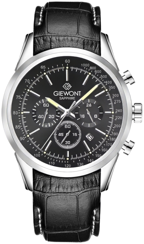 Zegarek Męski Giewont Chronograph Sapphire Srebrno Czarny GW7650-A2