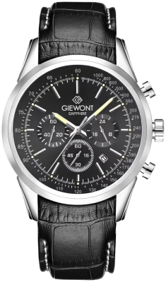 Zegarek Męski Giewont Chronograph Sapphire Srebrno Czarny GW7650-A2