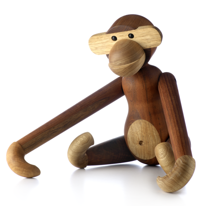 Figurka drewniana Kay Bojesen Małpka teak i dąb large