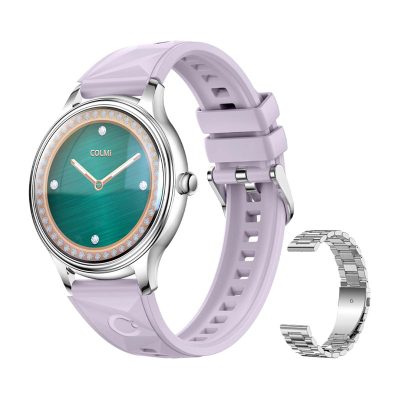 Smart Watch COLMI L28 (Srebrno-fioletowy + srebrny pasek stalowy)