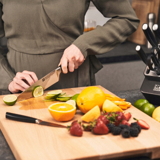 Zestaw 5 noży + nożyce w bloku samoostrzącym Zwilling All * Star Black&Silver - 11