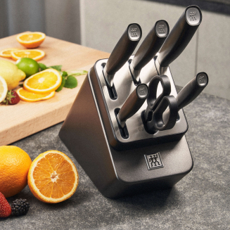 Zestaw 5 noży + nożyce w bloku samoostrzącym Zwilling All * Star Black&Silver - 5